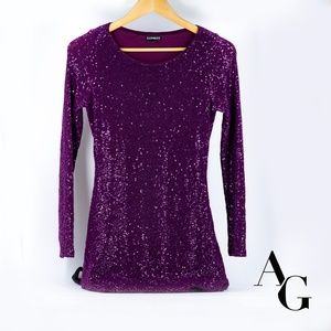 Express Purple Sequin Cocktail Dress Size XS